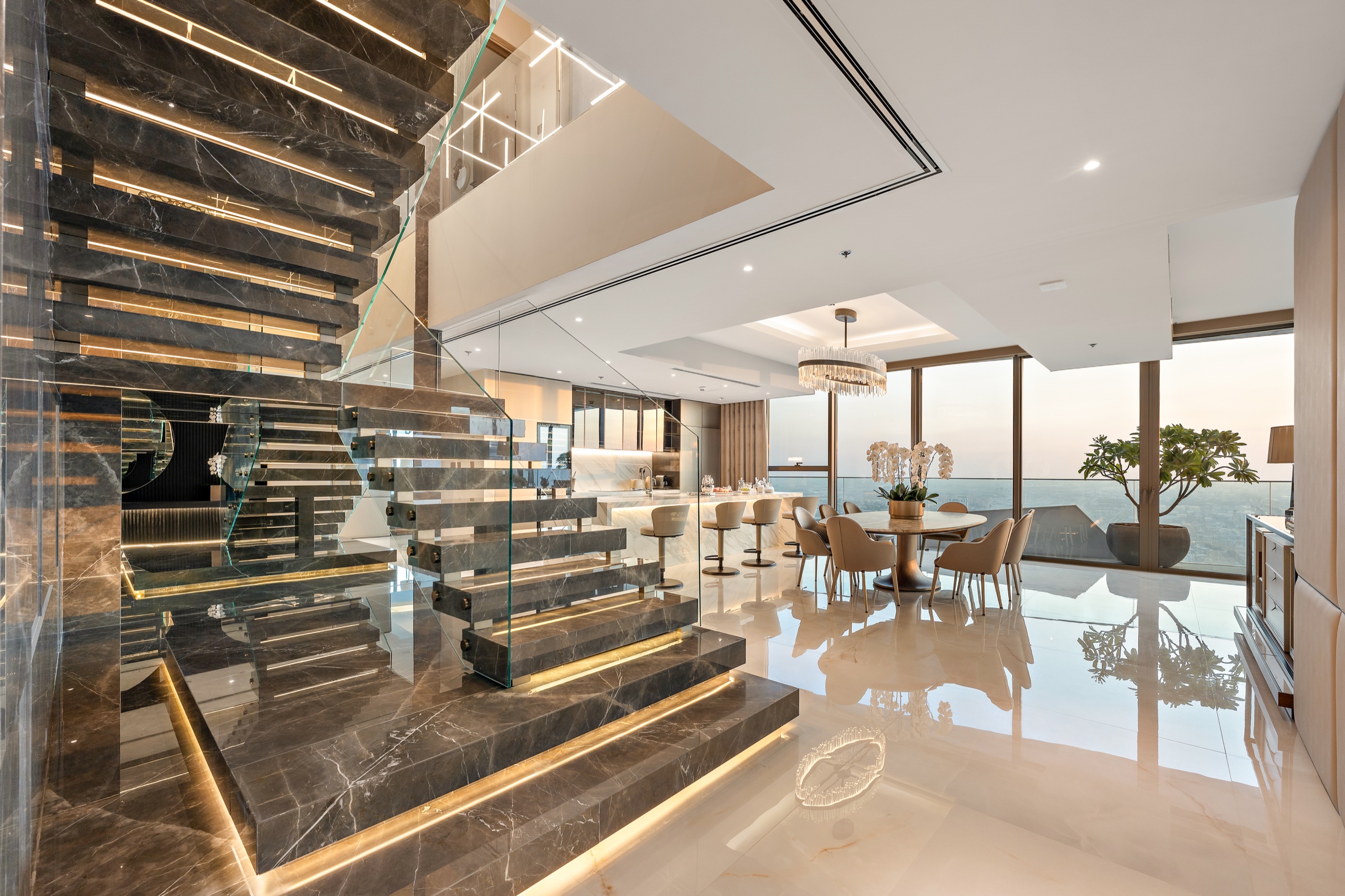 Staircase and Living